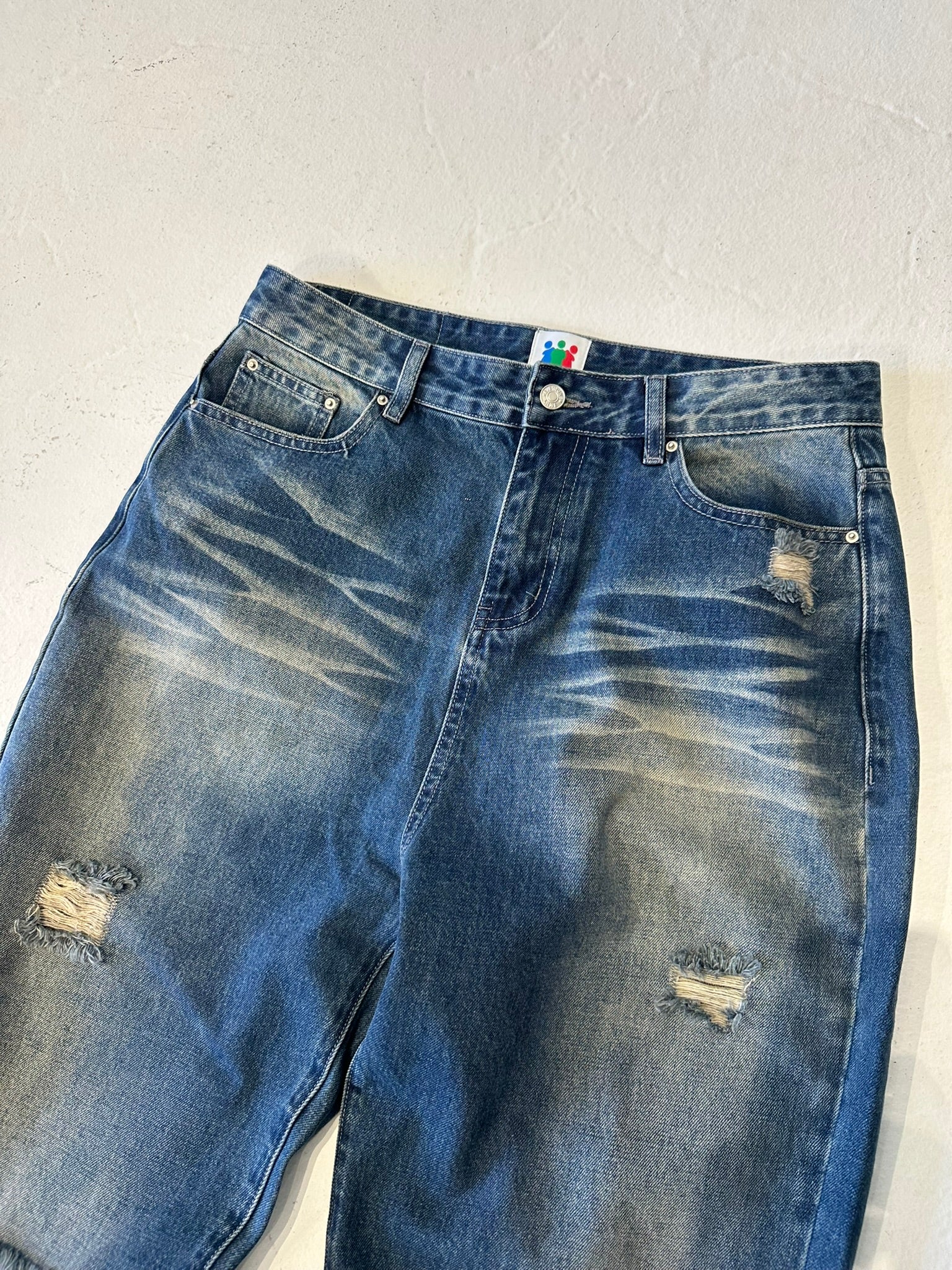 Distressed Baggy Blue Jeans